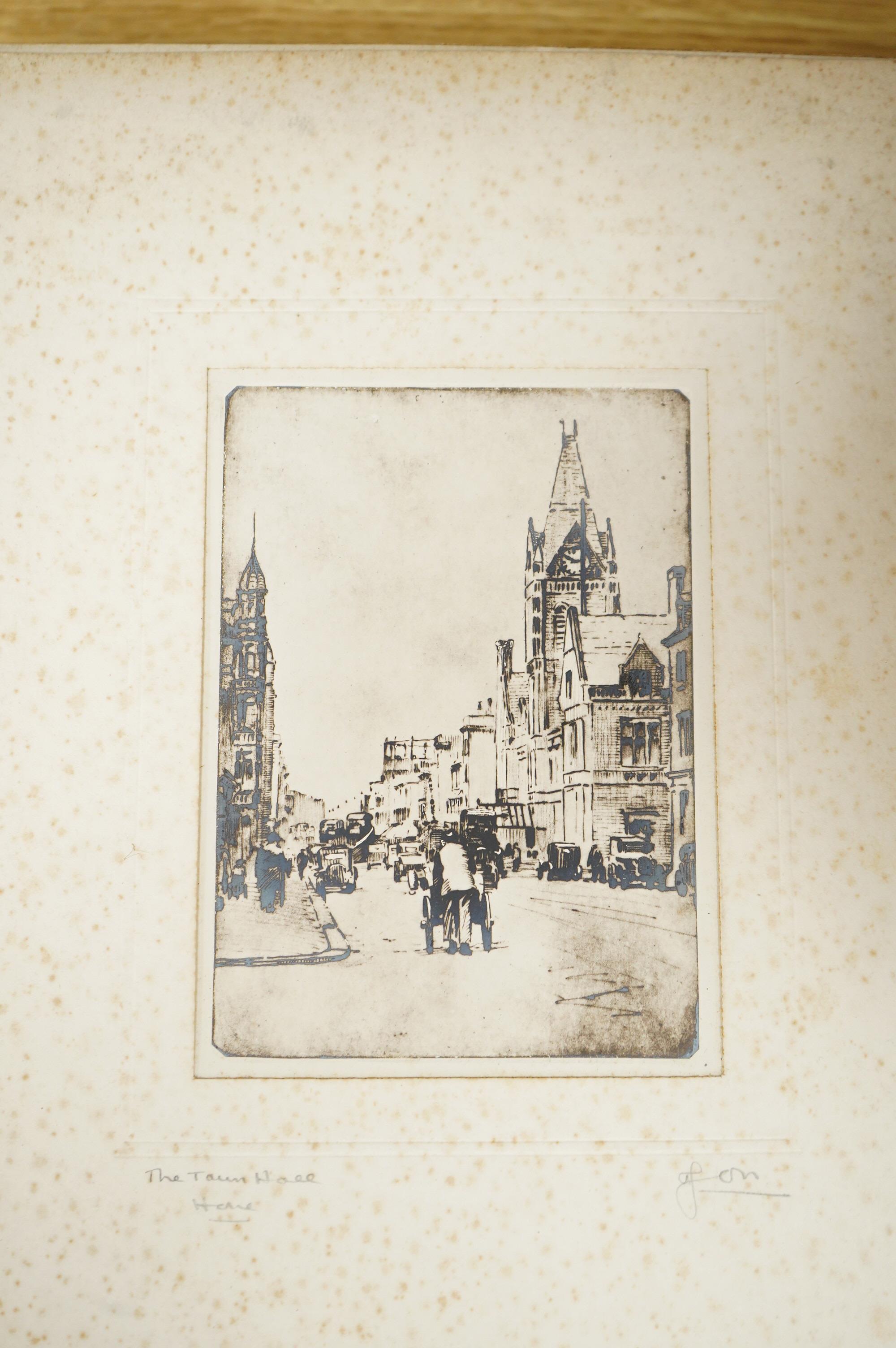 A large collection of various etchings, many signed in pencil, some local views, mounted, unframed